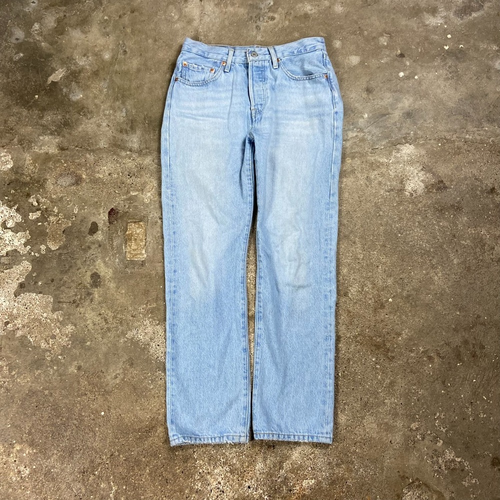 Levi's Premium 501 Jeans Size 26x28 Blue Denim Light Wash Button Fly Original